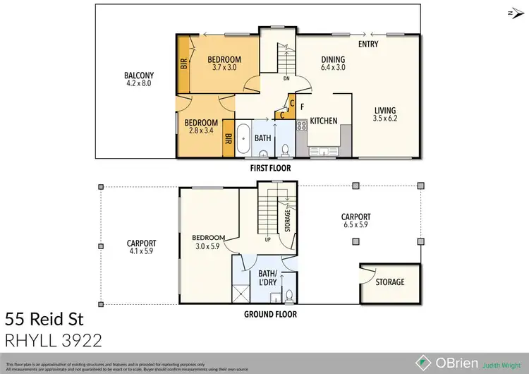 Floorplan of Homely house listing, 55 Reid Street, Rhyll VIC 3923