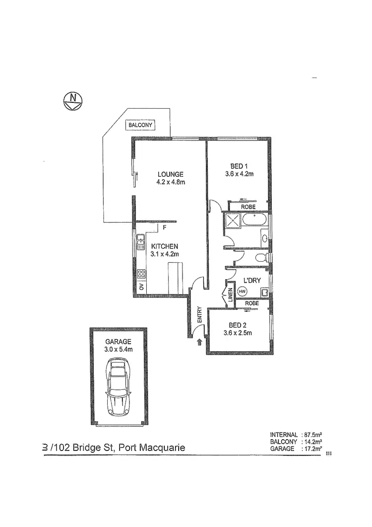 Floorplan of Homely unit listing, 3/102 Bridge Street, Port Macquarie NSW 2444