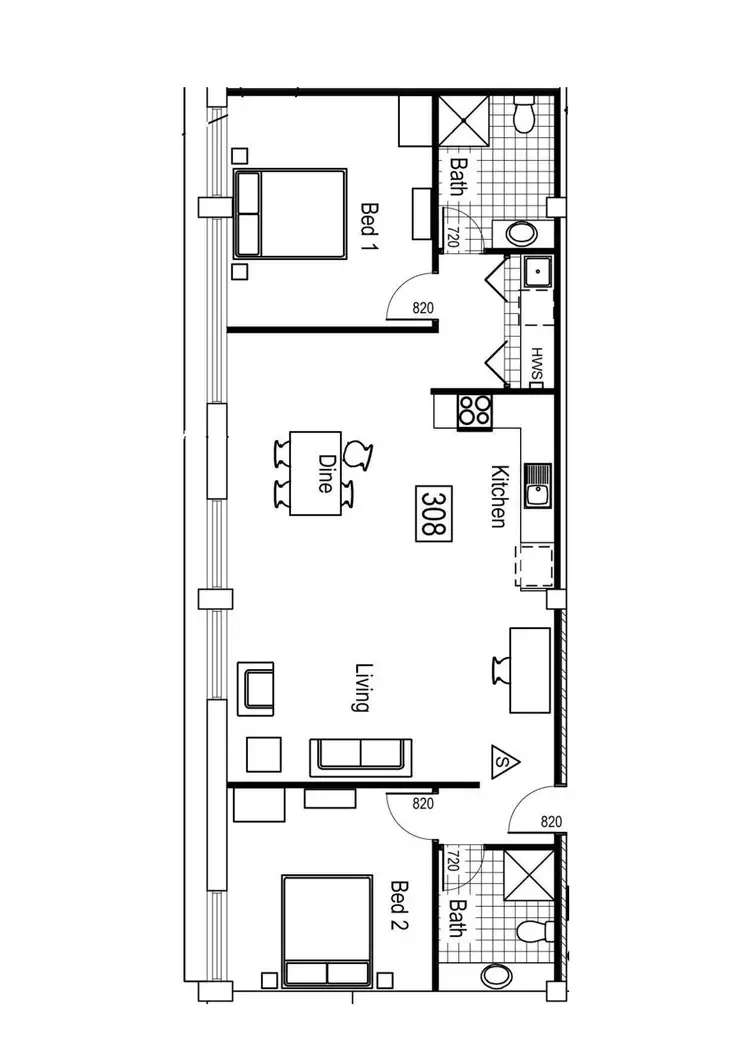 Floorplan of Homely apartment listing, Level 3/A308/149-157 Thirteenth Street, Mildura VIC 3500