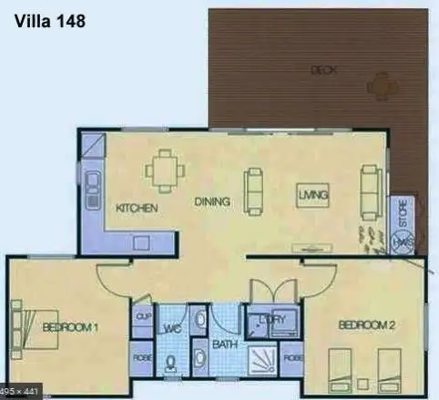 Floorplan of Homely villa listing, 148/2128 Phillip Island Road, Cowes VIC 3922