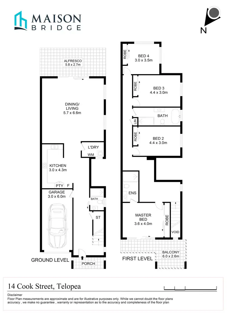 Floorplan of Homely semi-detached listing, 14 Cook Street, Telopea NSW 2117