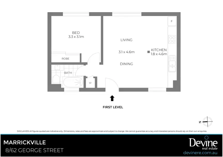 Floorplan of Homely unit listing, 8/62 George Street, Marrickville NSW 2204