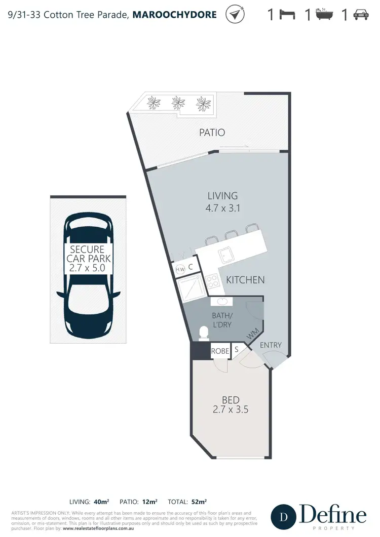 Floorplan of Homely unit listing, 9/31-33 Cotton Tree Parade, Maroochydore QLD 4558