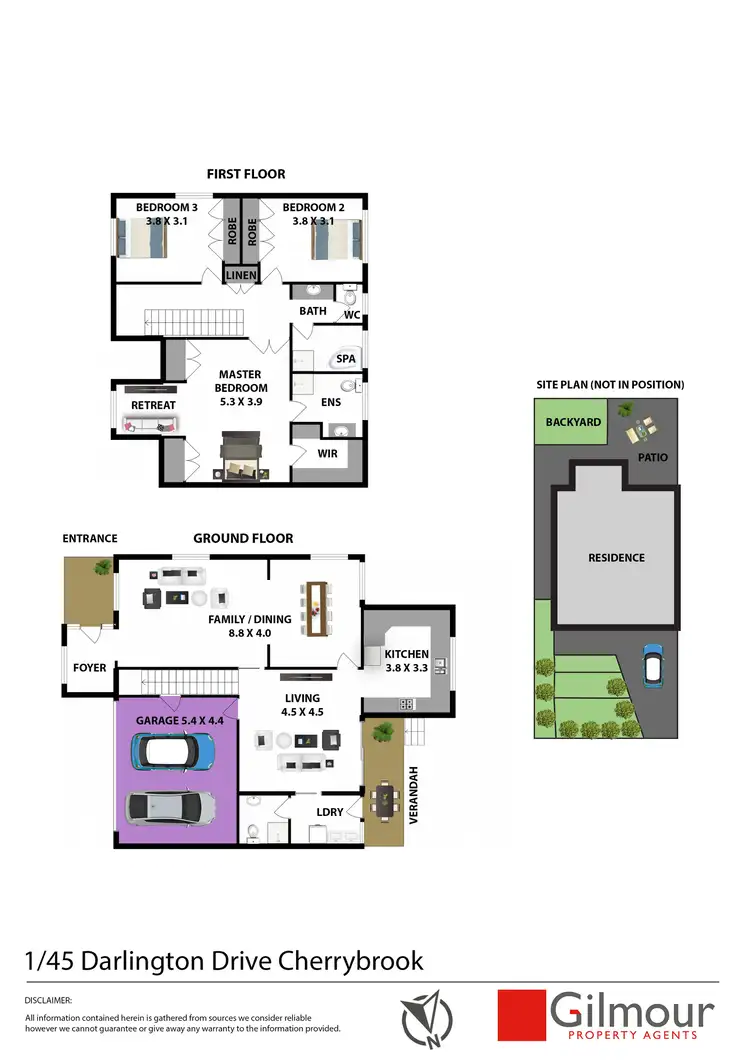 Floorplan of Homely semi-detached listing, 1/45 Darlington Drive, Cherrybrook NSW 2126