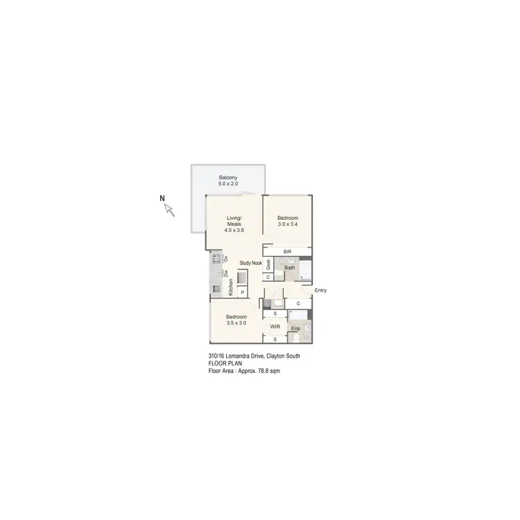 Floorplan of Homely apartment listing, 310/16 Lomandra Drive, Clayton South VIC 3169