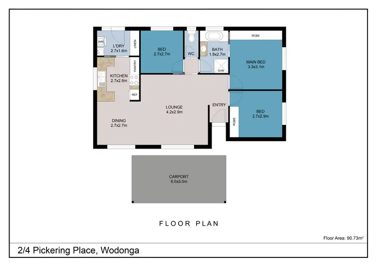 Floorplan of Homely townhouse listing, 2B Butterworth Place, Wodonga VIC 3690