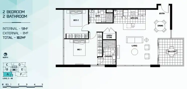 Floorplan of Homely apartment listing, 43/31 Queensland Avenue, Broadbeach QLD 4218