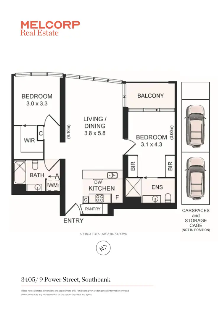 Floorplan of Homely apartment listing, 3405/9 Power Street, Southbank VIC 3006