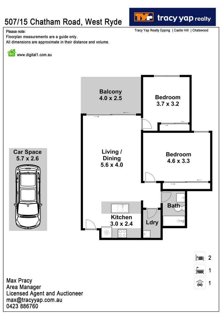 Floorplan of Homely unit listing, 507/15 Chatham Road, West Ryde NSW 2114