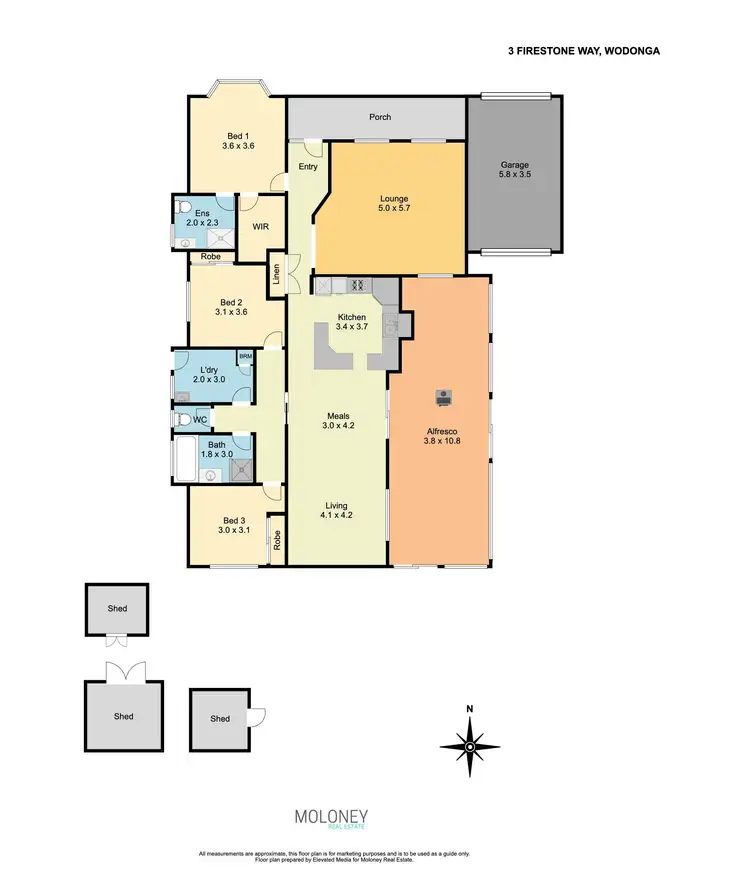 Floorplan of Homely house listing, 3 Firestone Way, Wodonga VIC 3690