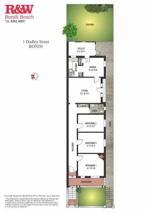 Floorplan of Homely semi-detached listing, 1 Dudley Street, Bondi NSW 2026