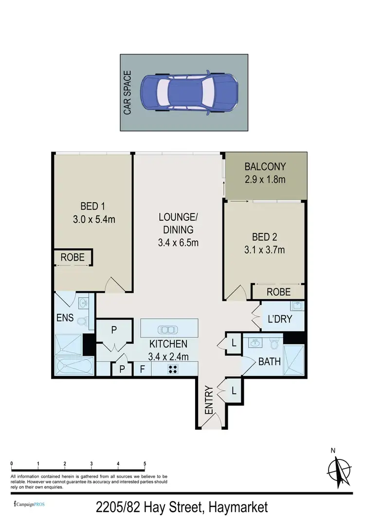 Floorplan of Homely apartment listing, 2205/82 Hay Street, Haymarket NSW 2000