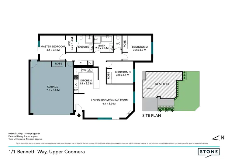 Floorplan of Homely semi-detached listing, 1/1 Bennett Way, Upper Coomera QLD 4209