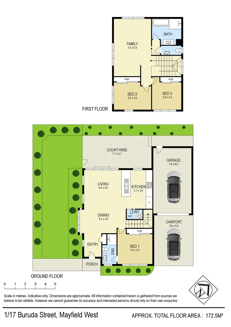 Floorplan of Homely townhouse listing, 1/17 Buruda Street, Mayfield West NSW 2304