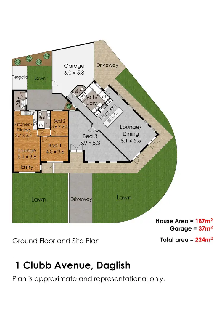 Floorplan of Homely semi-detached listing, 1 Clubb Avenue, Daglish WA 6008