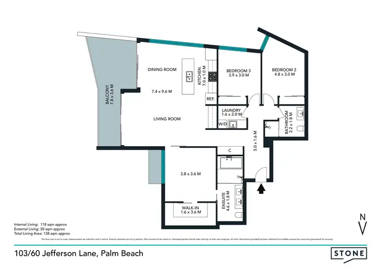 Floorplan of Homely apartment listing, 103/60 Jefferson Lane, Palm Beach QLD 4221