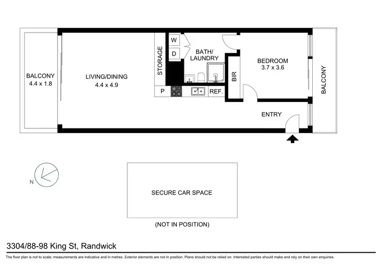 Floorplan of Homely apartment listing, 3304/88-98 King Street, Randwick NSW 2031