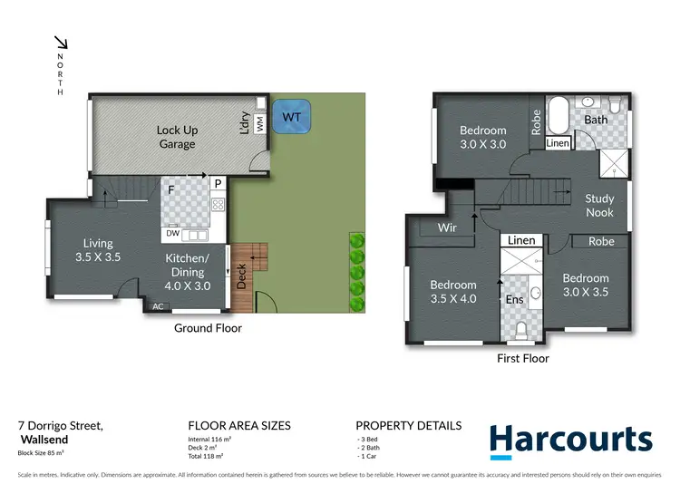 Floorplan of Homely townhouse listing, 1/7 Dorrigo Street, Wallsend NSW 2287