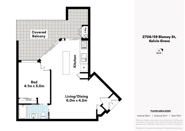 Floorplan of Homely unit listing, 2706/59 Blamey Street, Kelvin Grove QLD 4059