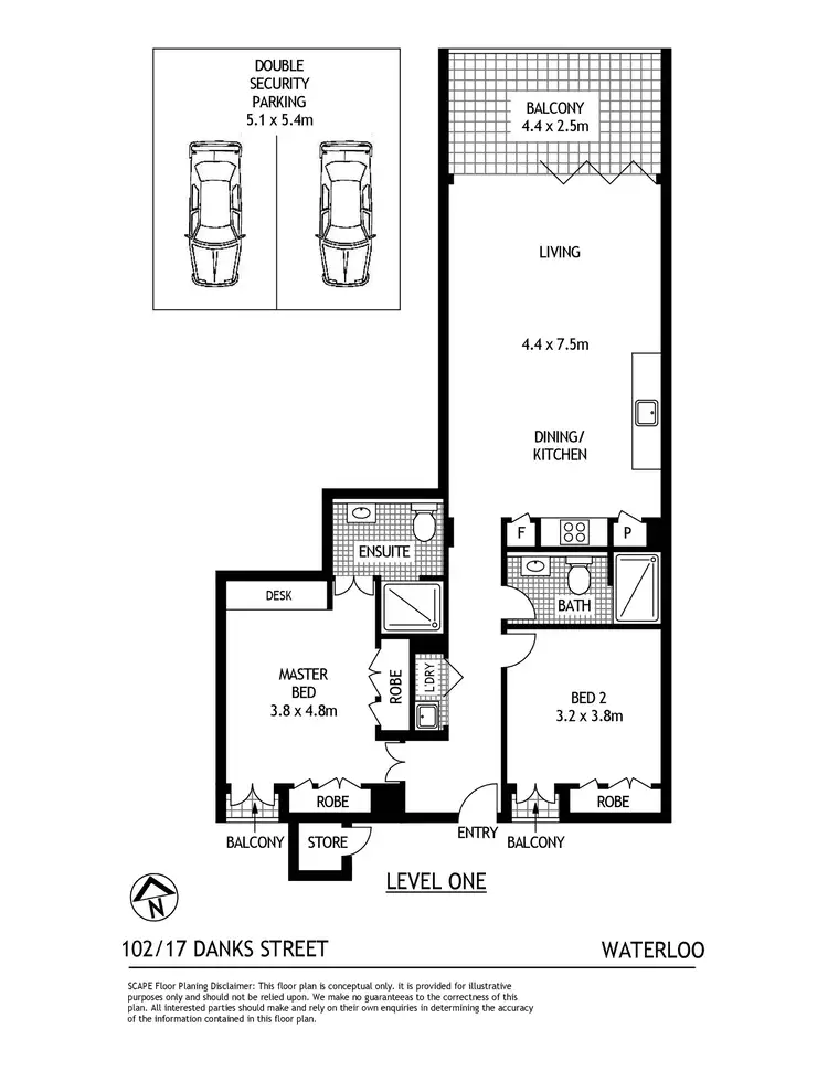 Floorplan of Homely apartment listing, 102/17 Danks Street, Waterloo NSW 2017
