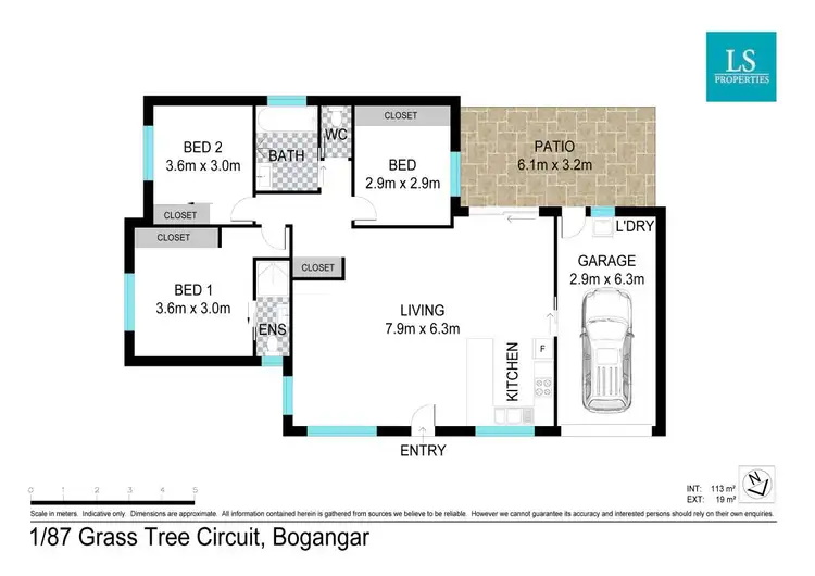 Floorplan of Homely semi-detached listing, 1/87 Grass Tree Circuit, Bogangar NSW 2488
