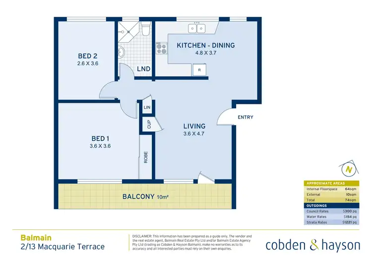 Floorplan of Homely apartment listing, 2/13 Macquarie Terrace, Balmain NSW 2041