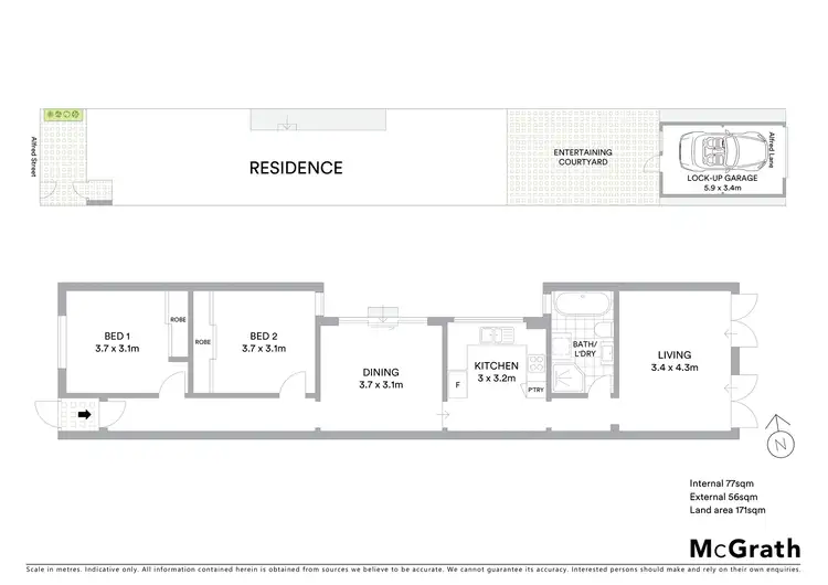 Floorplan of Homely semi-detached listing, 43 Alfred Street, Mascot NSW 2020