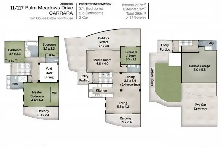Floorplan of Homely townhouse listing, 11/117 Palm Meadows Drive, Carrara QLD 4211
