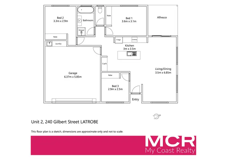 Floorplan of Homely unit listing, 2/240 Gilbert Street, Latrobe TAS 7307