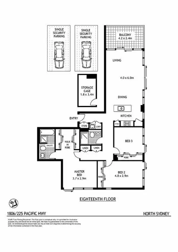 Floorplan of Homely apartment listing, 1806/225-235 Pacific Highway, North Sydney NSW 2060