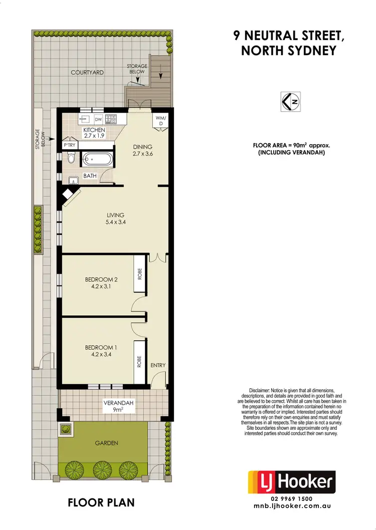 Floorplan of Homely semi-detached listing, 9 Neutral Street, North Sydney NSW 2060