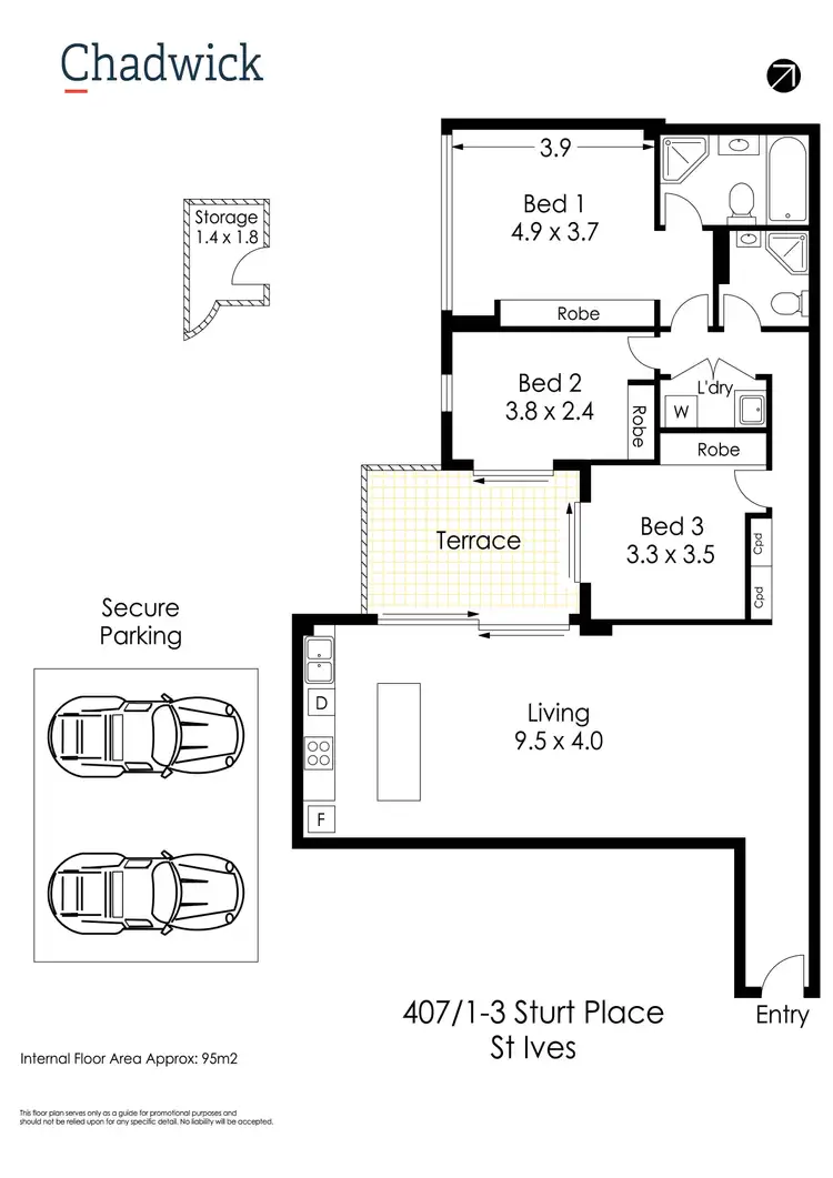 Floorplan of Homely apartment listing, 407/1-3 Sturt Place, St Ives NSW 2075