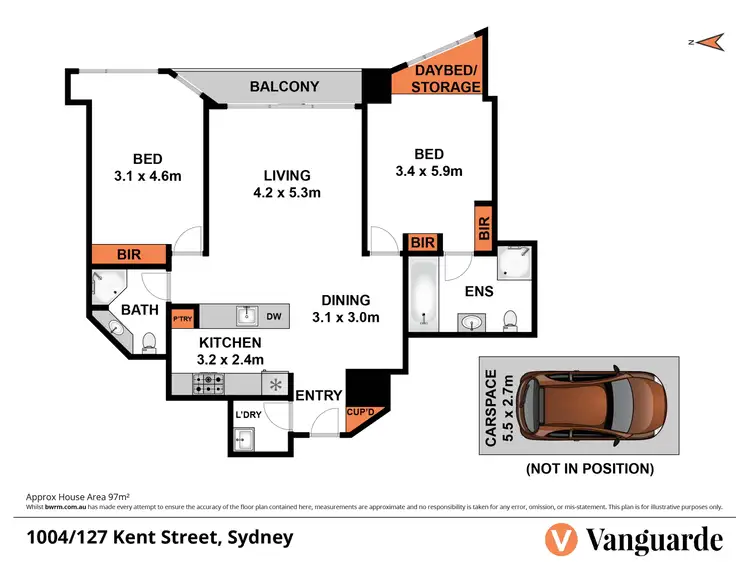 Floorplan of Homely apartment listing, 1004/127 Kent Street, Sydney NSW 2000
