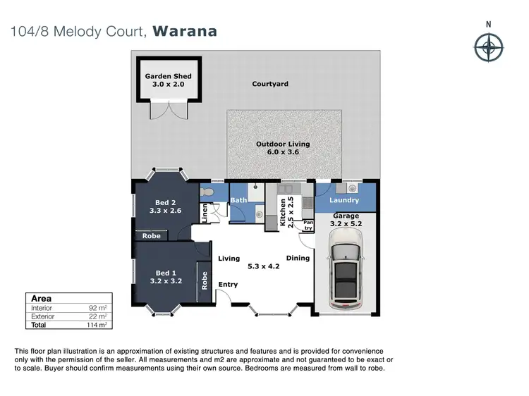 Floorplan of Homely unit listing, 104/8 Melody Court, Warana QLD 4575