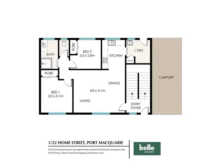 Floorplan of Homely unit listing, 1/22 Home Street, Port Macquarie NSW 2444