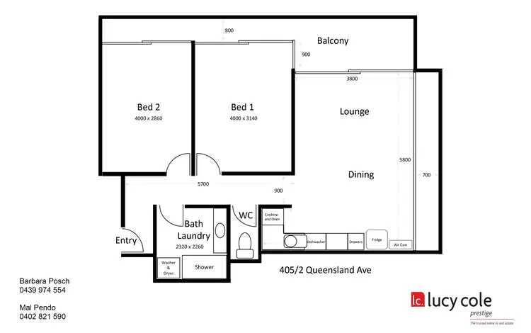Floorplan of Homely apartment listing, 405/2 Queensland Avenue, Broadbeach QLD 4218