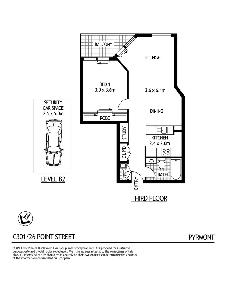 Floorplan of Homely unit listing, C301/24-26 Point Street, Pyrmont NSW 2009