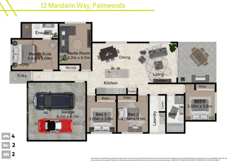 Floorplan of Homely house listing, 12 Mandarin Way, Palmwoods QLD 4555