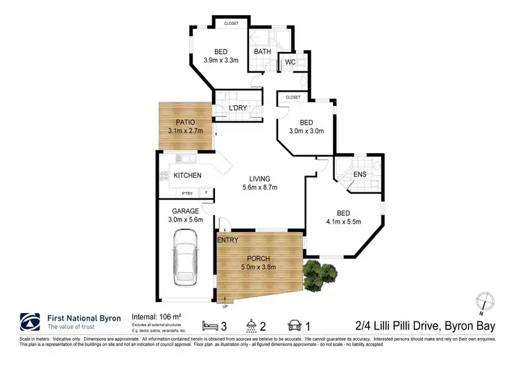Floorplan of Homely semi-detached listing, 2/4 Lilli Pilli Drive, Byron Bay NSW 2481