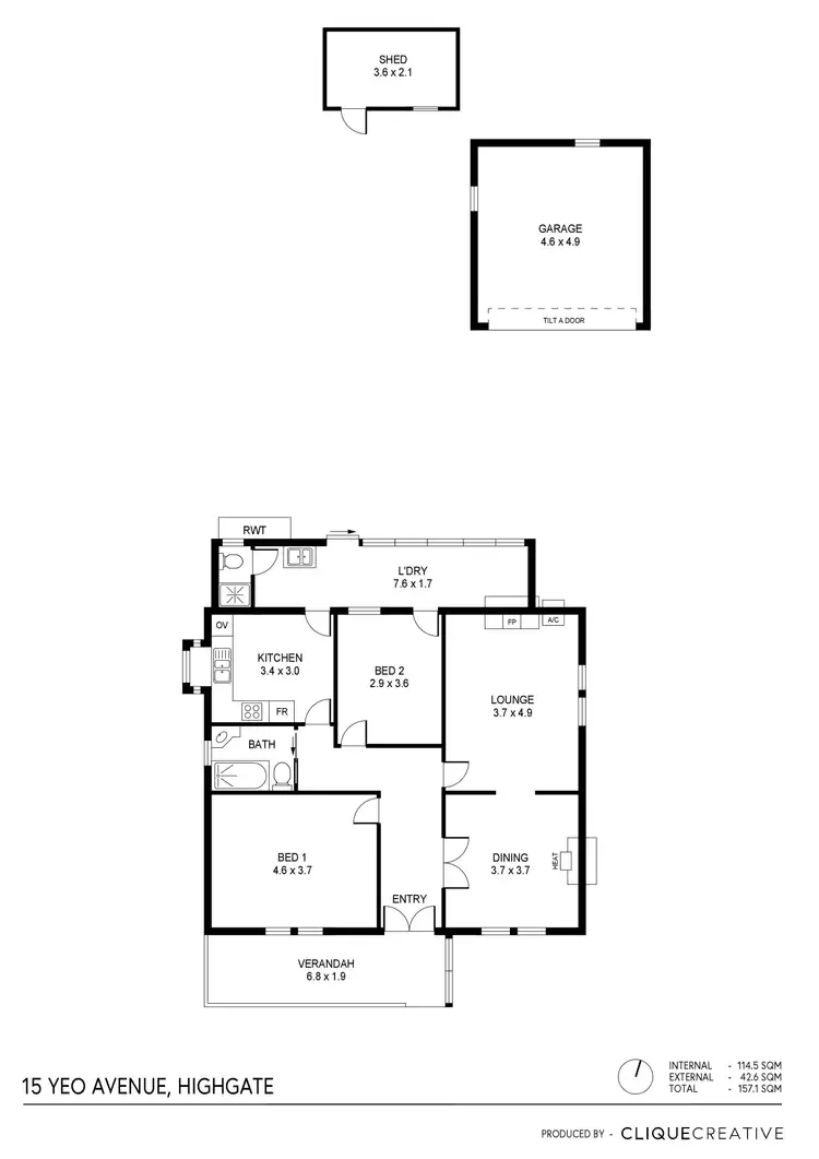 Floorplan of Homely house listing, 15 Yeo Avenue, Highgate SA 5063