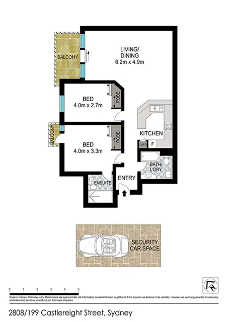 Floorplan of Homely apartment listing, Level 23/197 Castlereagh Street, Sydney NSW 2000