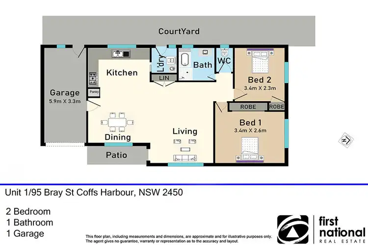 Floorplan of Homely villa listing, 1/95 Bray Street, Coffs Harbour NSW 2450