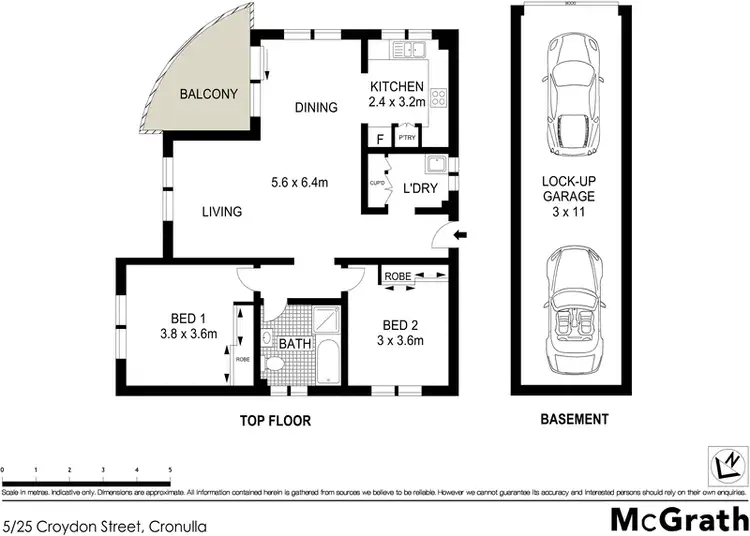 Floorplan of Homely apartment listing, 5/25 Croydon Street, Cronulla NSW 2230