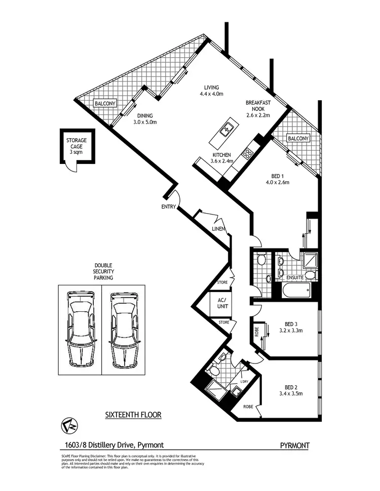 Floorplan of Homely apartment listing, 1603/8 Distillery Drive, Pyrmont NSW 2009