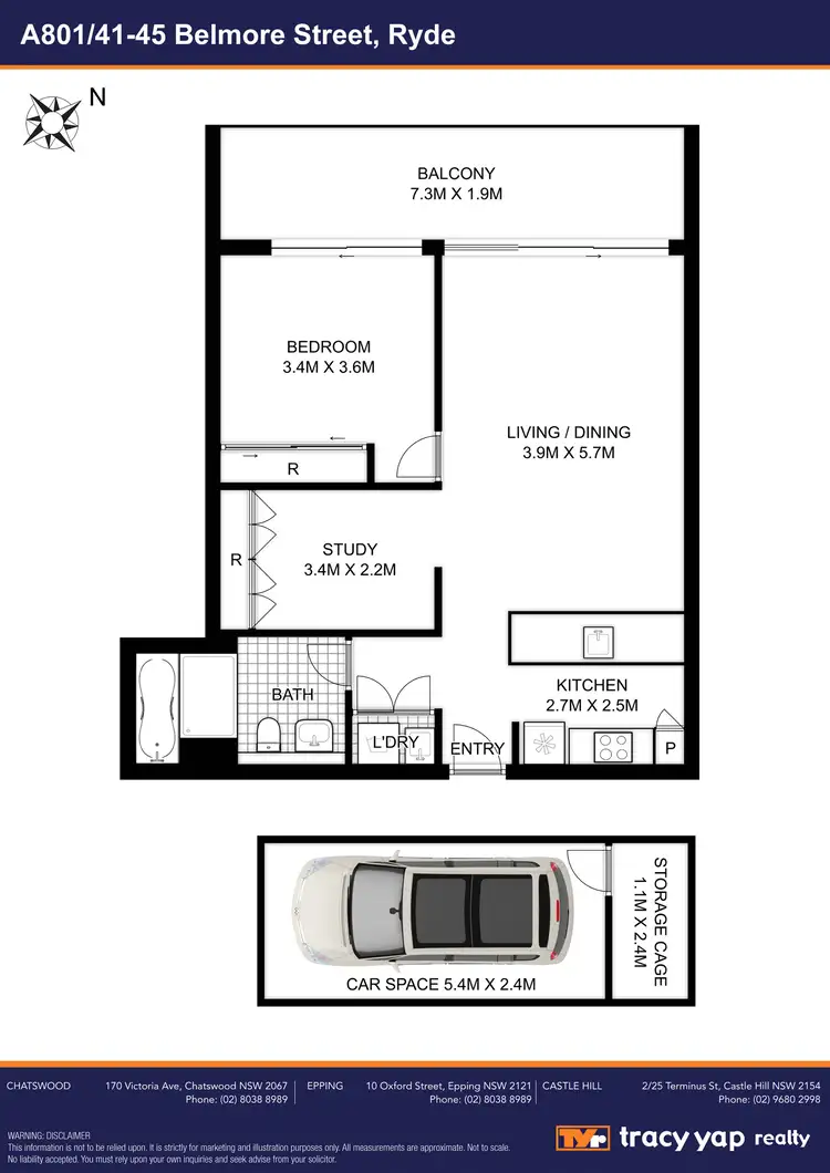 Floorplan of Homely apartment listing, A801/41 Belmore Street, Ryde NSW 2112