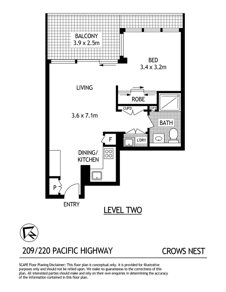 Floorplan of Homely apartment listing, 209/220 Pacific Highway, Crows Nest NSW 2065