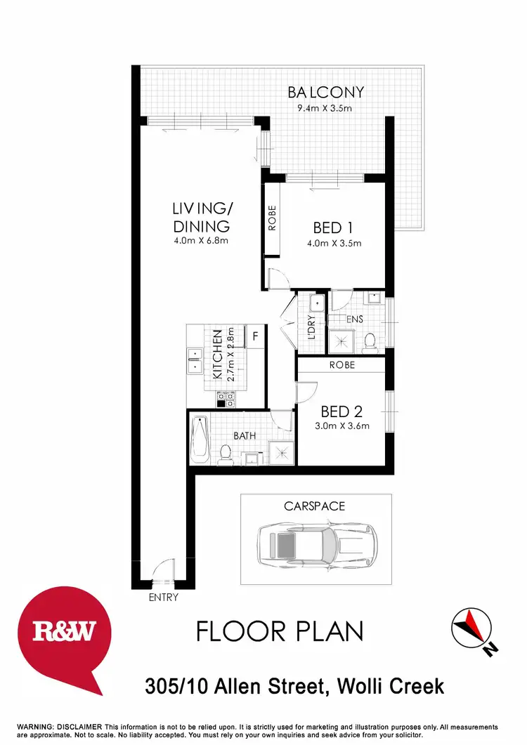 Floorplan of Homely apartment listing, 305/10-12 Allen Street, Wolli Creek NSW 2205