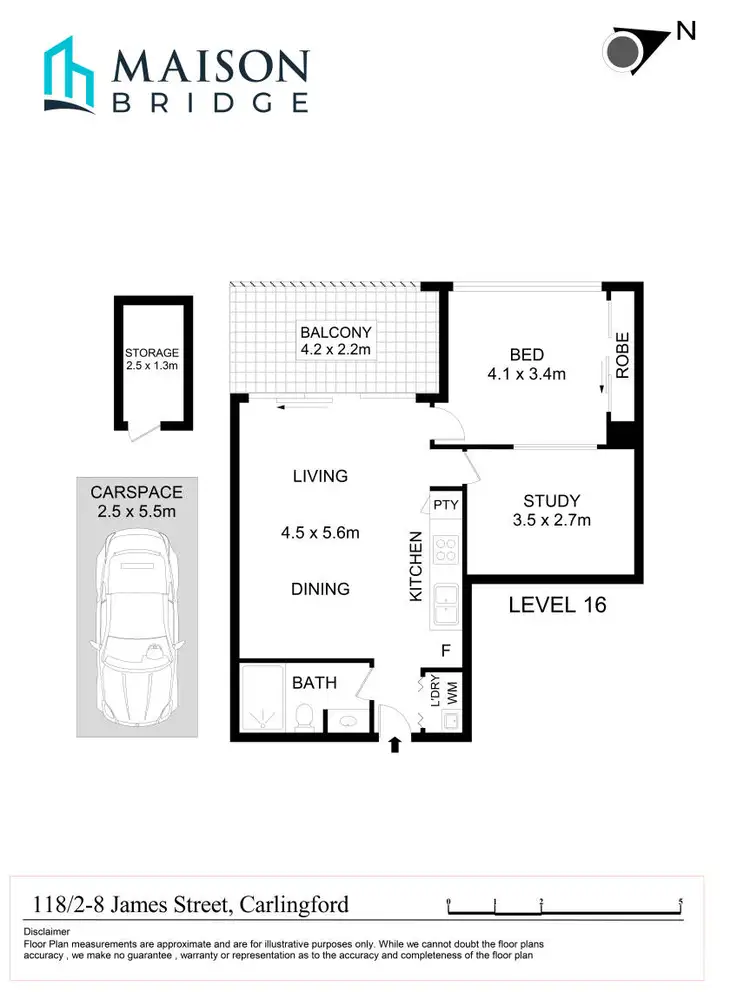 Floorplan of Homely apartment listing, Level 16/118/2-8 James Street, Carlingford NSW 2118
