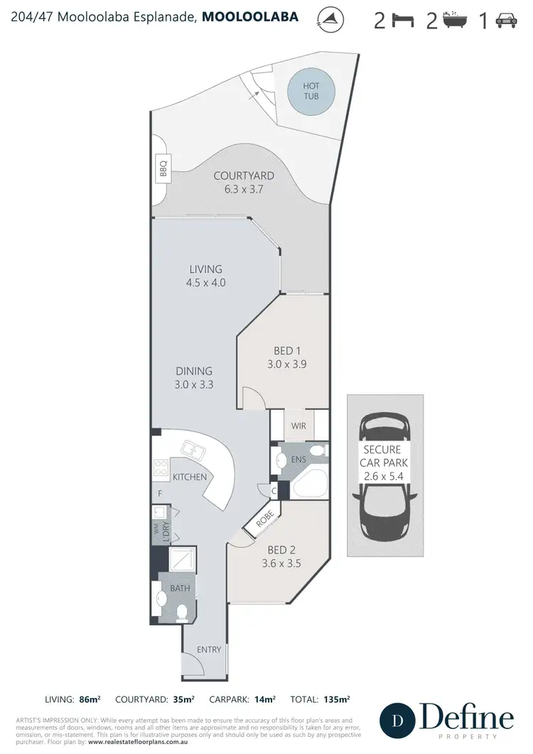 Floorplan of Homely apartment listing, 204/47-51 Mooloolaba Esplanade, Mooloolaba QLD 4557