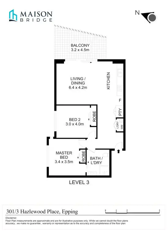 Floorplan of Homely apartment listing, Level 3/301/3 Hazlewood Place, Epping NSW 2121